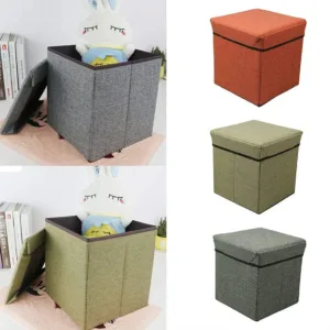 Living Room Cube Shape Sitting Stool With Storage Box. Foldable Storage Bins Multipurpose Clothes, Books, And Toys Organizer With Cushion Seat. (Mix Color)