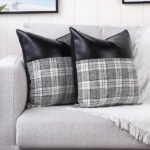 Pillow Covers Cushion Cases Soft Leather And Cotton (23 × 22 Inch 1 Pair 2 Pc)