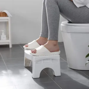 Plastic Non-Slip Folding Toilet Squat Stool - White Color